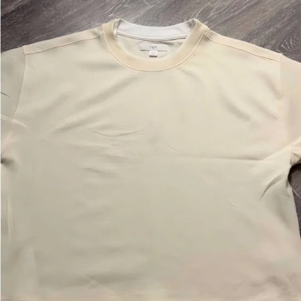 Zara Men's Cream Crewneck Pullover